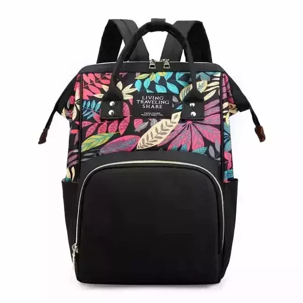 Mochila/ Bolso Maternal Estampado - Negro