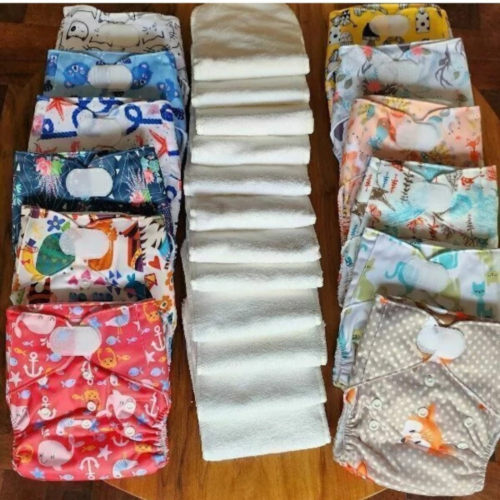 Pack x 12 Pañales Unitalla + 12 Absorbentes Microfibra - Clásicos Cierre Velcro - Modelos Surtidos
