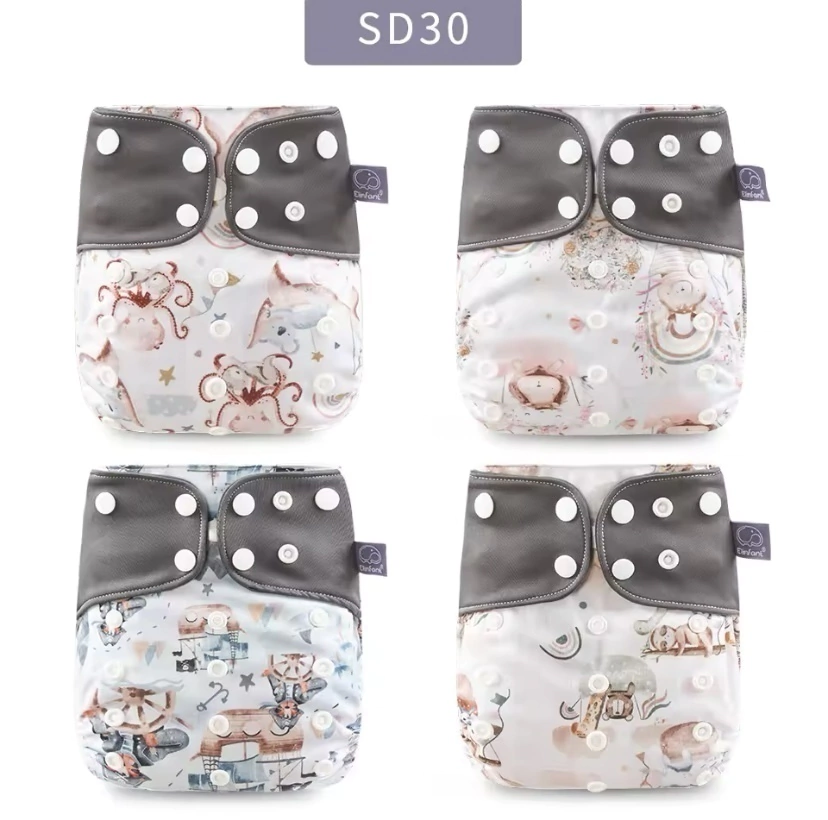 Pack x 4 Pañales Elinfant Fibra Gris Barrera Simple - Koalas y Pulpos