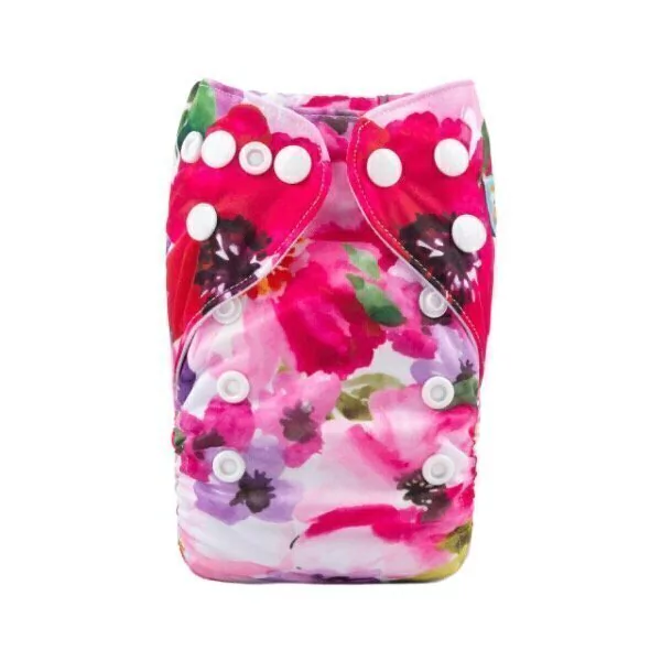 Pañal Recien Nacido AlvaBaby sistema bolsillo incluye absorbente - Flores Fucsia